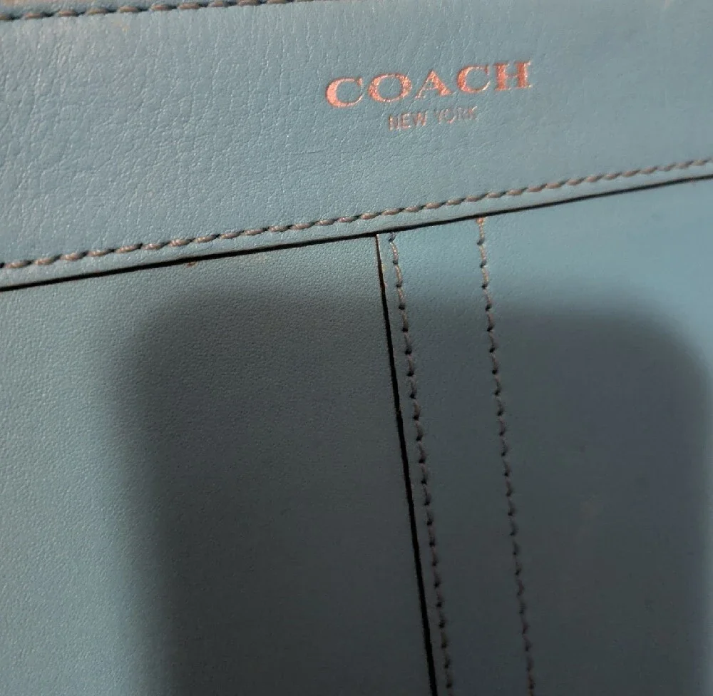 Coach Light Turquoise Leather Zip Tablet Case